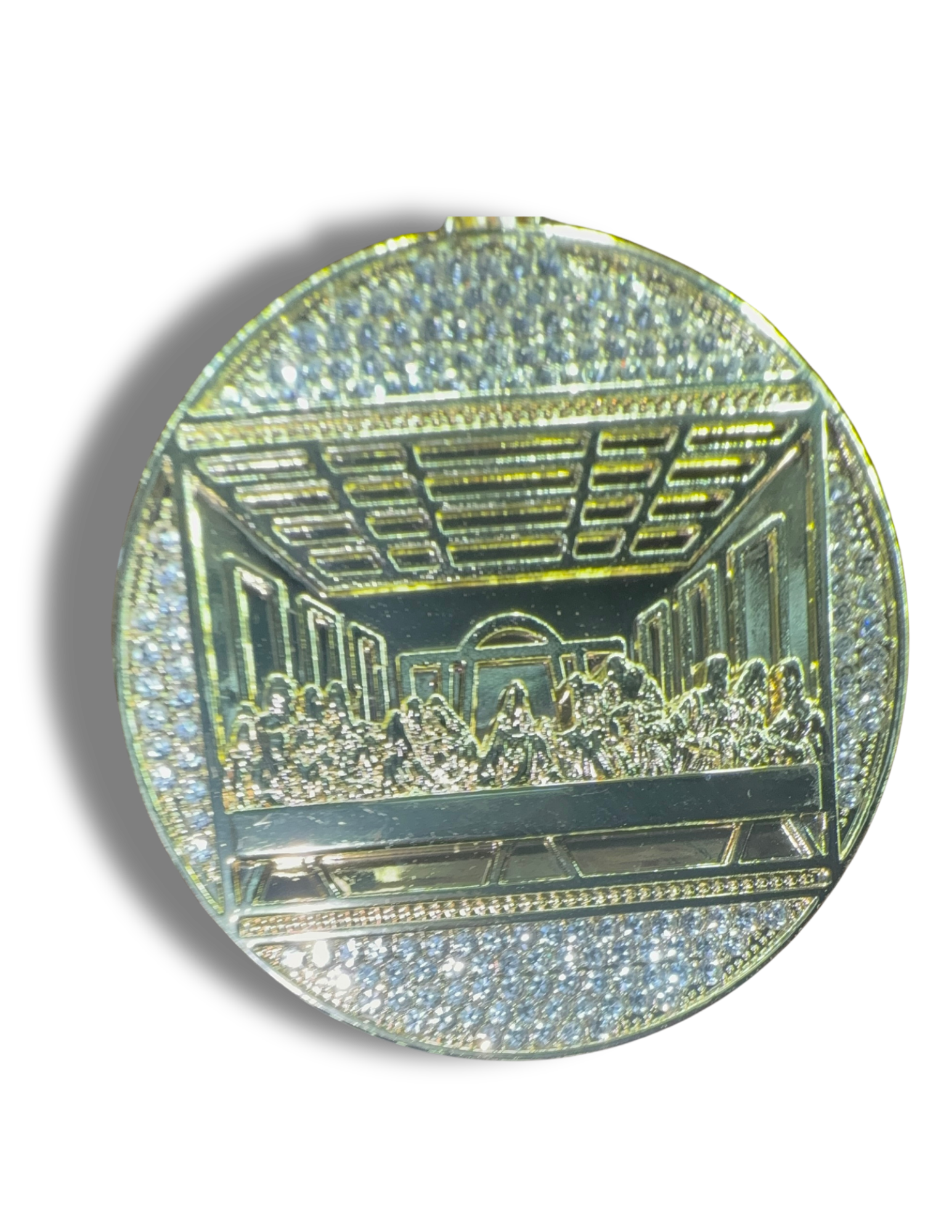 Gold Last Supper pendant necklace with 3D design at GYVYN Beauty Supply Decatur GA - 18K gold plated premium jewelry